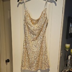 Gold Roxie Sequin Cowl Neck Slip Dress - Gold